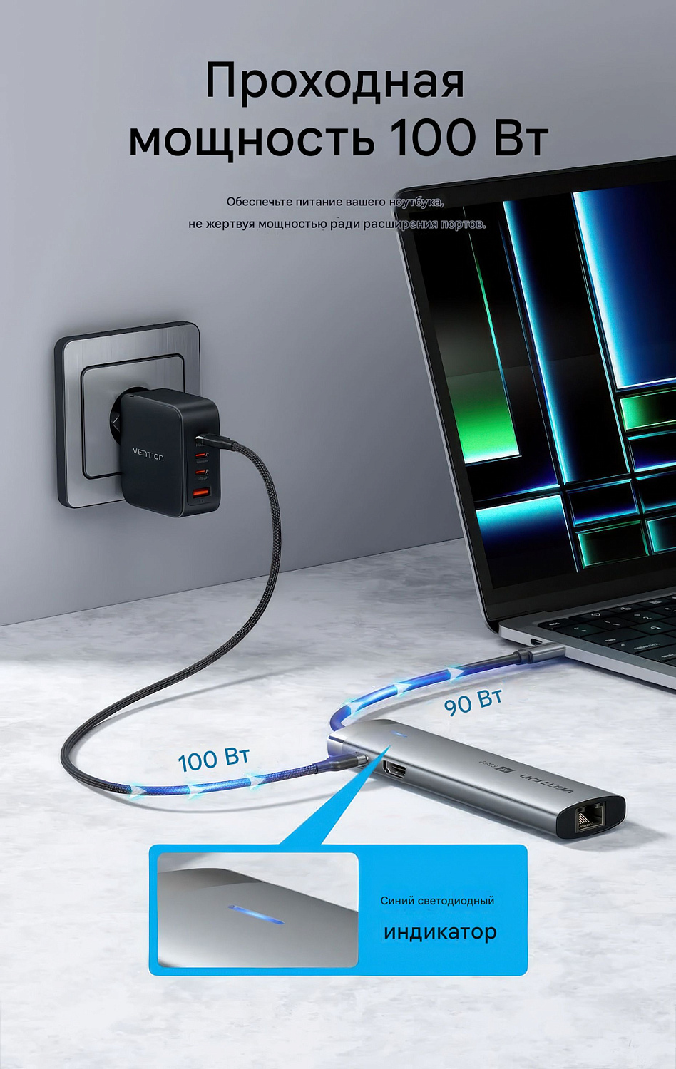 TGUHB Док-станция USB-C - USB-A 3.0, USB-A 2.0, USB-C 3.2, HDMI v2.0 4K 60Hz, LAN 1Gbit, SD/TF, PD 100W